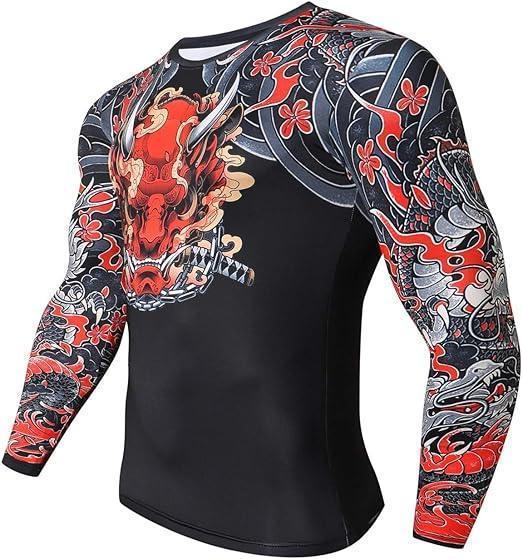 Japanese Red Oni Long Sleeve Rash Guard | Japanese Oni Rash Guard