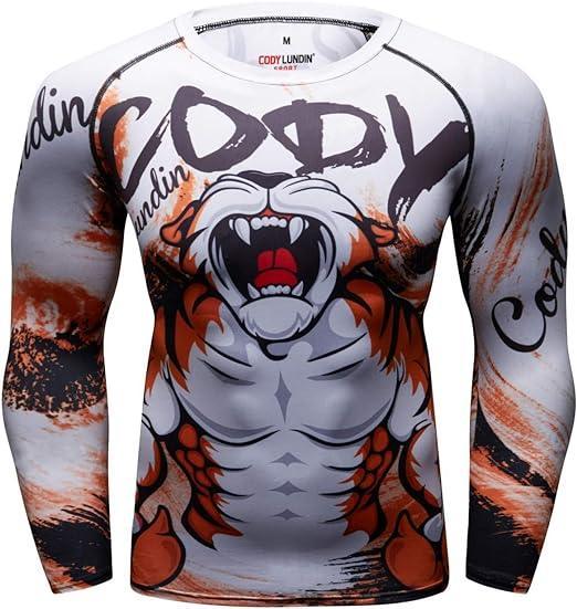 Orange Tiger Long Sleeve Rash Guard