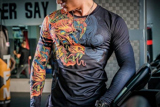 Chinese Red Dragons Long Sleeve Rash Guard