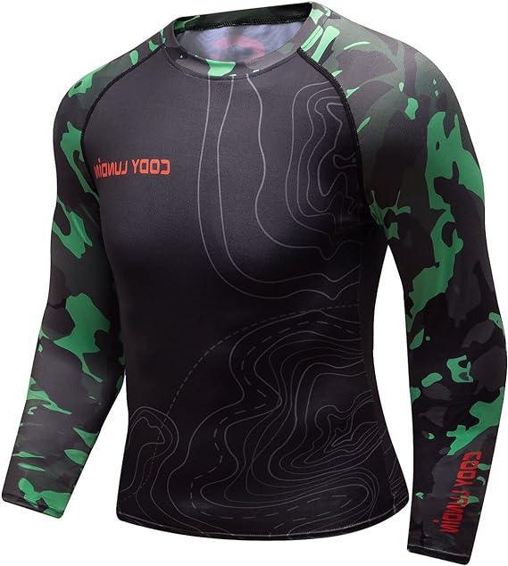 Green Army Pattern Long Sleeve Rash Guard