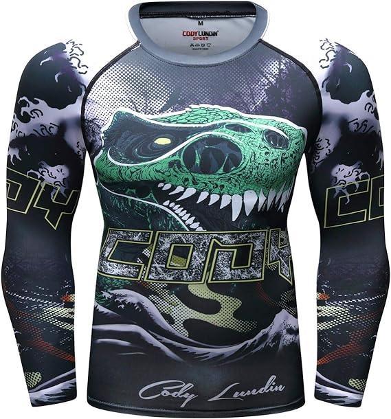 Light Green Dinosaur Long Sleeve Rash Guard