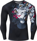 Flower White Tiger Long Sleeve Rash Guard