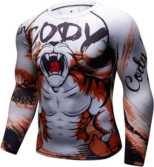 Orange Tiger Long Sleeve Rash Guard