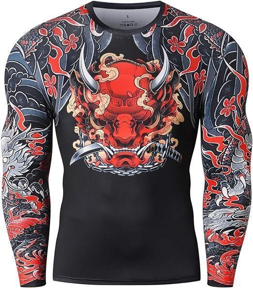 Japanese Red Oni Long Sleeve Rash Guard | Japanese Oni Rash Guard